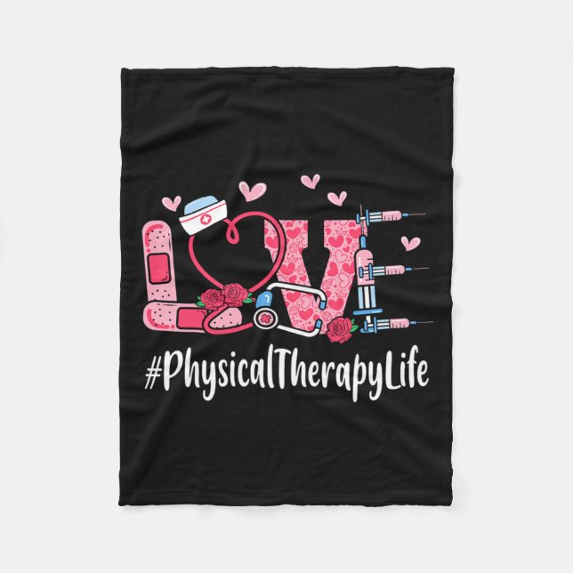 Physical Therapy Love Valentine Day Women Heart Ap Fleecefilt (Framsidan)