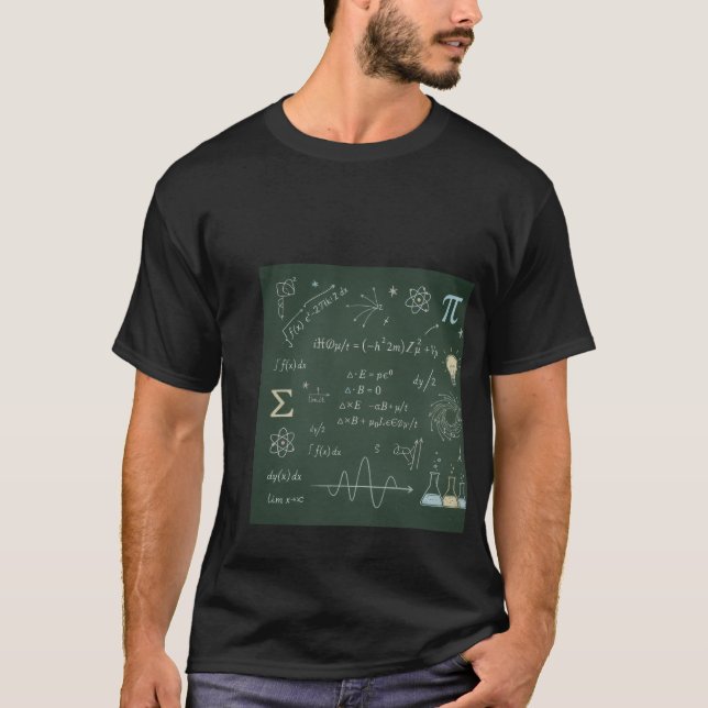 Physics & Math Chalkboard Equations T-Shirt | Scie (Framsida)
