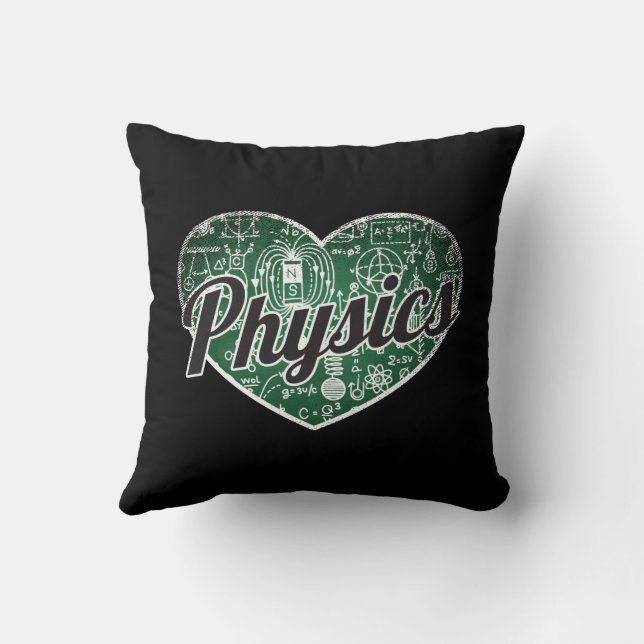 Physics Retro Heart Blackboard Kärlek Kudde (Baksida)