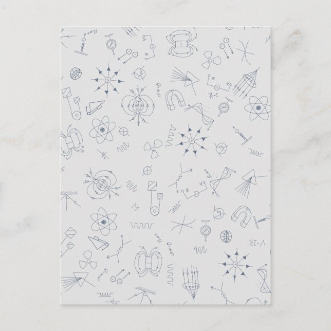 Physics scientific symbols pattern Postcard Vykort (Framsida)