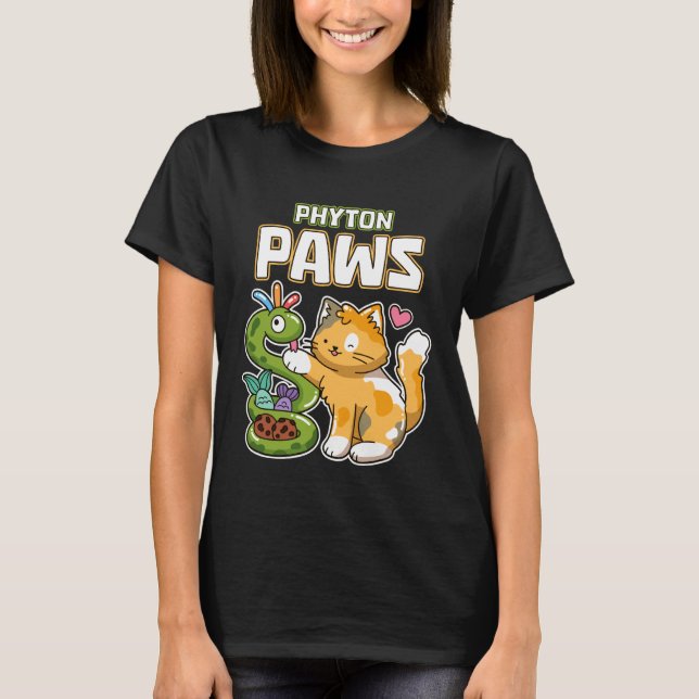 Phyton Klor Rolig Katt Orm Python Programmering Ut T Shirt (Framsida)