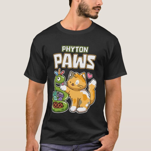 Phyton Tassar Rolig Katt Orm Python Programmering  T Shirt (Framsida)