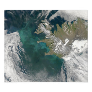 Phytoplanktonblom i norr Atlantic Ocean Fototryck