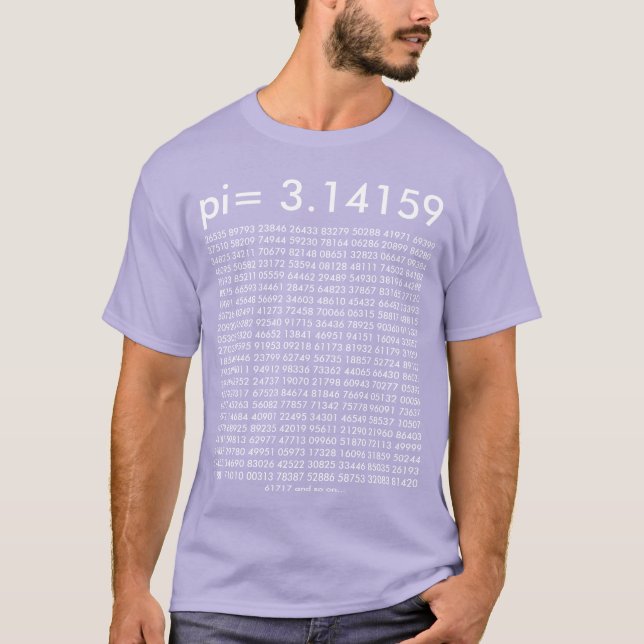 pi= 3,14159 Lavender Math Mode pi Day Digits T-shirt (Framsida)