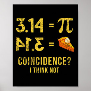 Pi 3 14 = Paj, sammanträffande I Tänka, ej Math Pu Poster