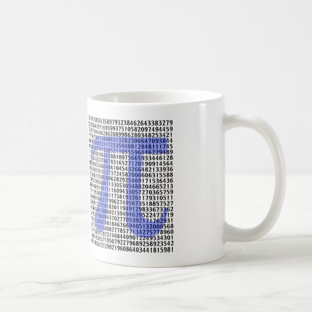 Pi 3.14 till hundratal siffror kaffemugg (Höger)
