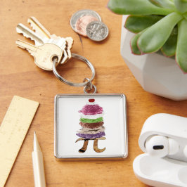 Pi a la Mode Keychain Fyrkantig Silverfärgad Nyckelring