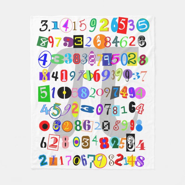 Pi Beräknad i Unik och färglös Typsnitt Fleecefilt (Framsidan)