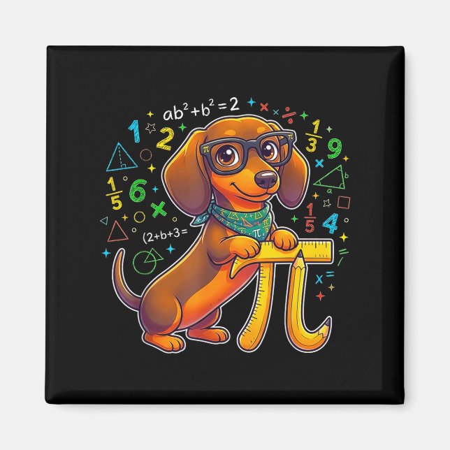 Pi Dachshund Math Pi Math Rolig Pi-dagen Symbol Hu Magnet (Framsidan)