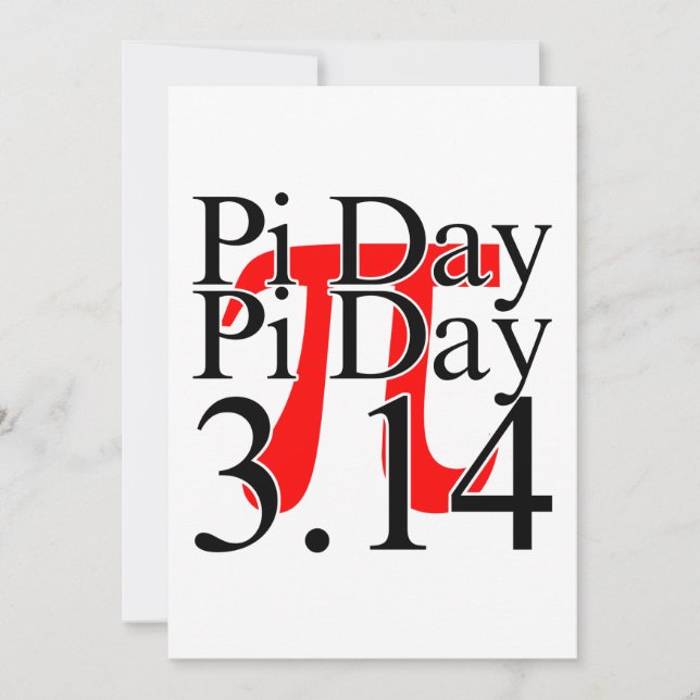Pi-dagen 3.14 Svart Och Röd Inbjudningar (Framsida)
