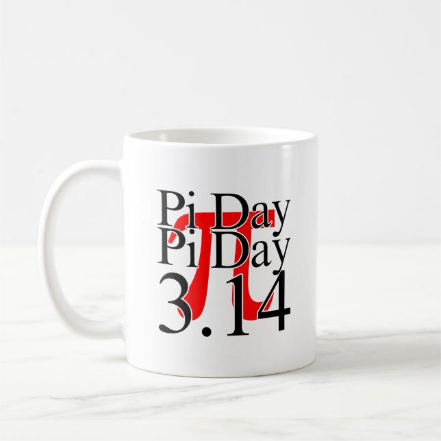 Pi-dagen 3.14 Svart Och Röd Kaffemugg (Vänster)