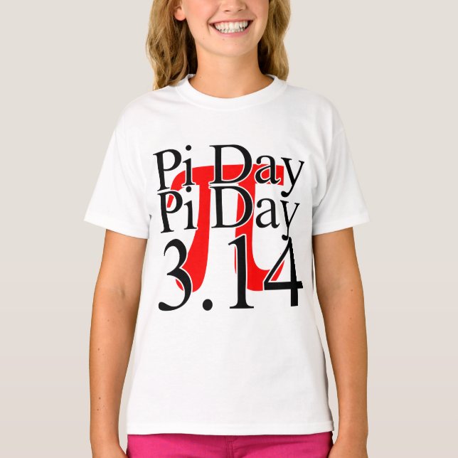 Pi-dagen 3.14 Svart Och Röd T Shirt (Framsida)