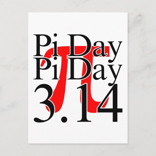 Pi-dagen 3.14 Svart Och Röd Vykort (Framsida)