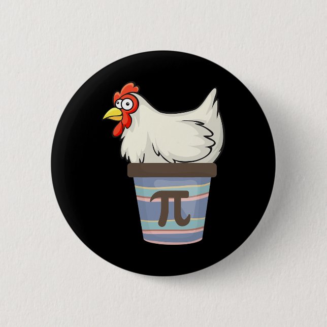 Pi Day 2025 Math Älskare Mathematics Chicken Pot P Knapp (Framsida)
