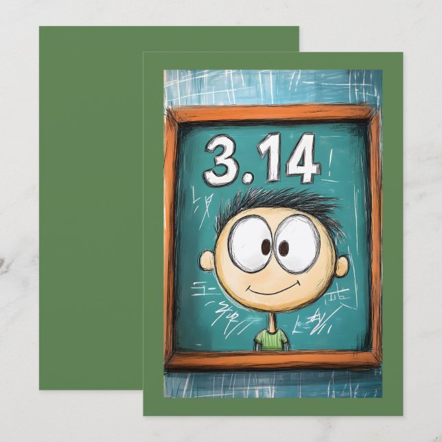 Pi Day 3.14 Cartoonish Geeky Curiosity Inbjudningar (Fram/baksida)