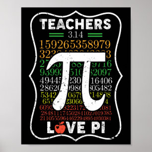 Pi Day 3.14 Lärare Kärlek Pi Math Lärare Gift- Poster