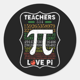 Pi Day 3.14 Lärare Kärlek Pi Math Lärare Gift- Runt Klistermärke