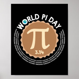 Pi Day - 3.14 March 14 - Math Geometry Nerd - Paj Poster