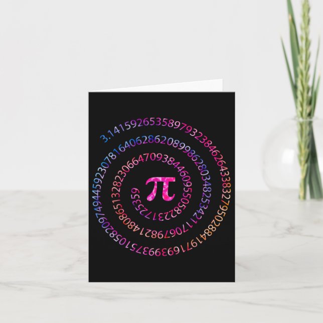 Pi Day 3.14 Spiral Pi Numbers Math Teacher Women K Kort (Framsida)