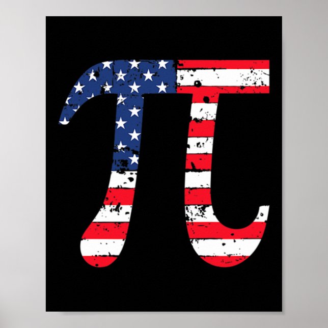 Pi Day American Flagga Patriotic Math Nerd 3.14 Fu Poster (Framsidan)