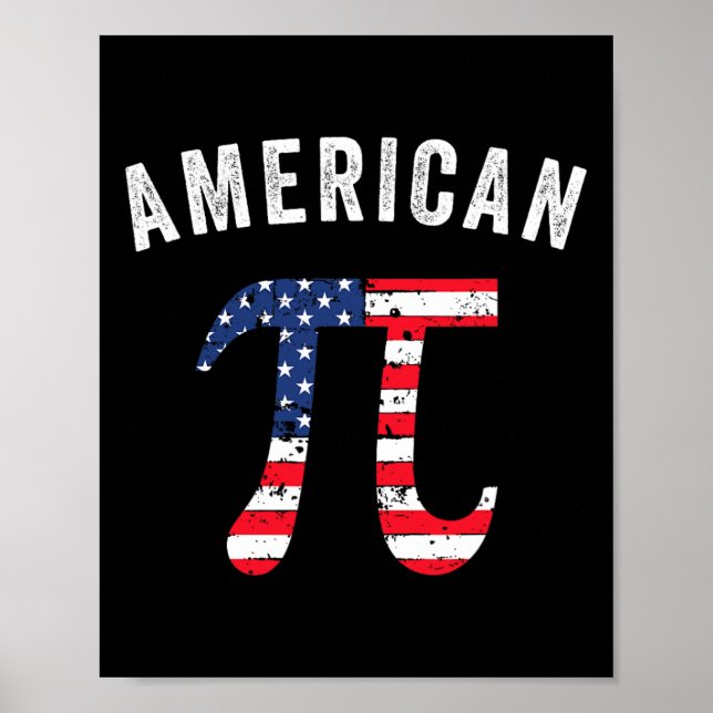 Pi Day American Flagga Patriotic Math Nerd 3.14 ju Poster (Framsidan)