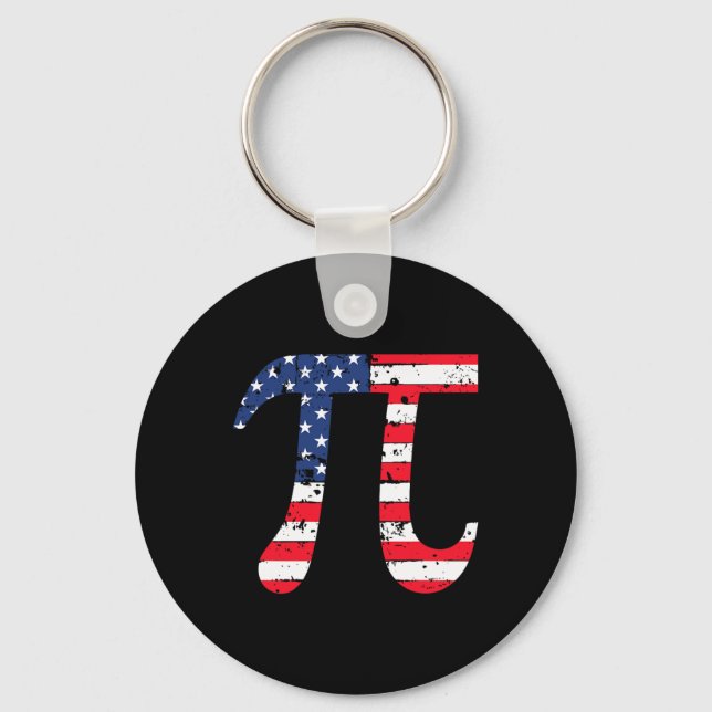 Pi Day American Flagga Patriotic Math Nerd Geek 3. Nyckelring (Framsida)