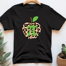 Pi Day Apple Leopard Math Geek Grönt Lärare T Shirt