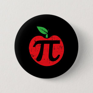 Pi Day Apple Paj Pun 3.14 Cute Math Älskare Lacher Knapp