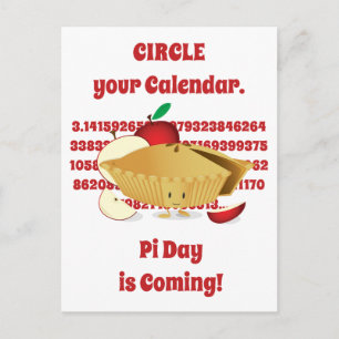 Pi Day Apple Paj Tecknad Red Numbers Vykort