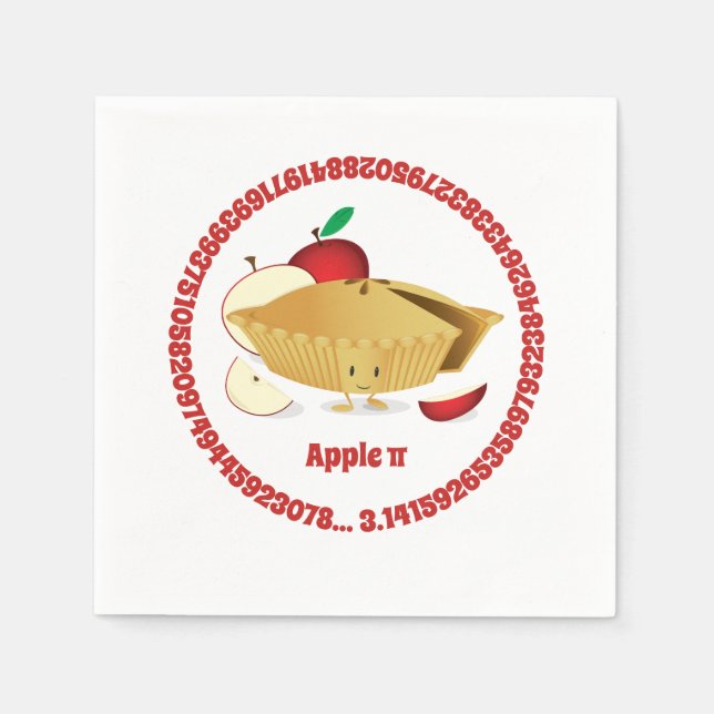 Pi Day Apple Paj Tecknade figurer Pappersservett (Framsidan)
