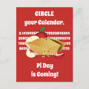 Pi Day Apple Paj Tecknade figurer Vykort