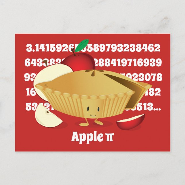 Pi Day Apple Paj Tecknade figurer Vykort (Framsida)