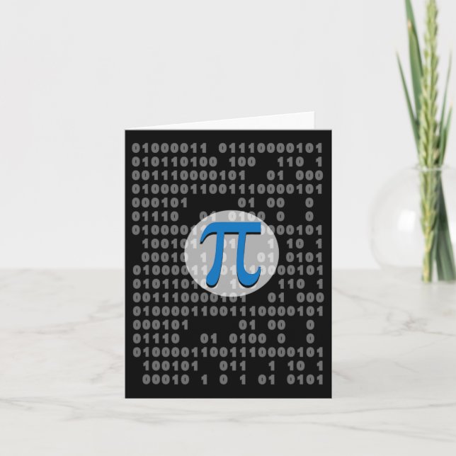 Pi Day Ascii Binary Code 3.14 Pi Symbol Math Nerd Kort (Framsida)