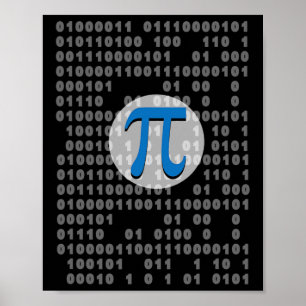 Pi Day Ascii Binary Code 3.14 Pi Symbol Math Nerd Poster