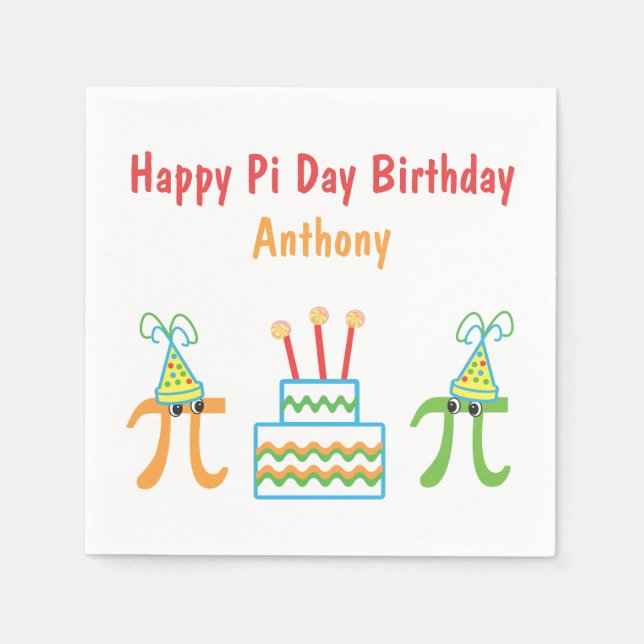 Pi Day Birthday Personlig Papper Napkins Pappersservett (Framsidan)
