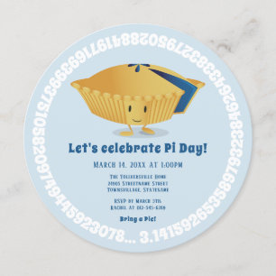 Pi Day Blueberry Paj Party Blue Math Helgdag Inbjudningar