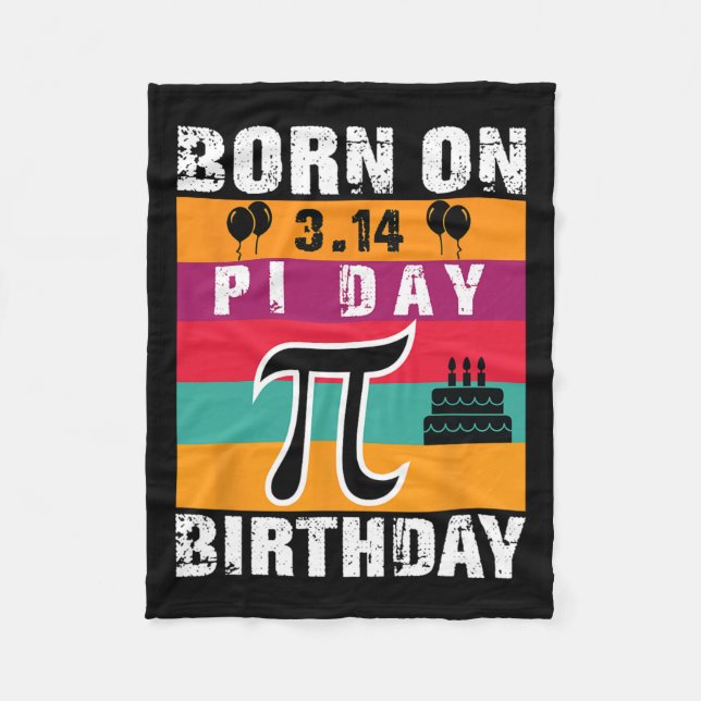 Pi Day Born Pi Day Birthday 3.14 Cake Fleecefilt (Framsidan)
