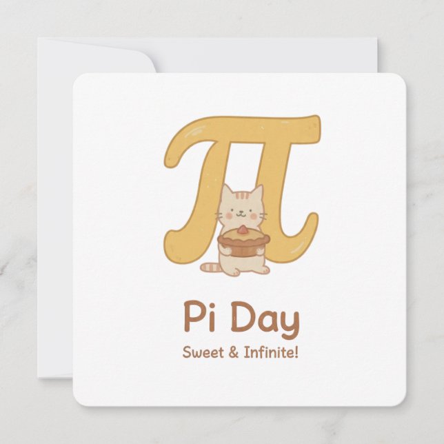 Pi Day Cute Cat Postcard – Sweet & Infinite | Math Inbjudningar (Framsida)