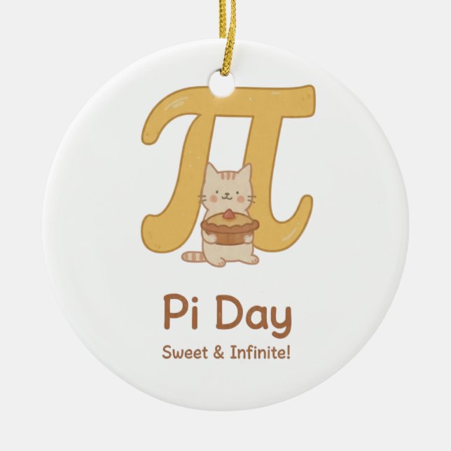 Pi Day Cute Cat Postcard – Sweet & Infinite | Math Julgransprydnad Keramik (Framsidan)