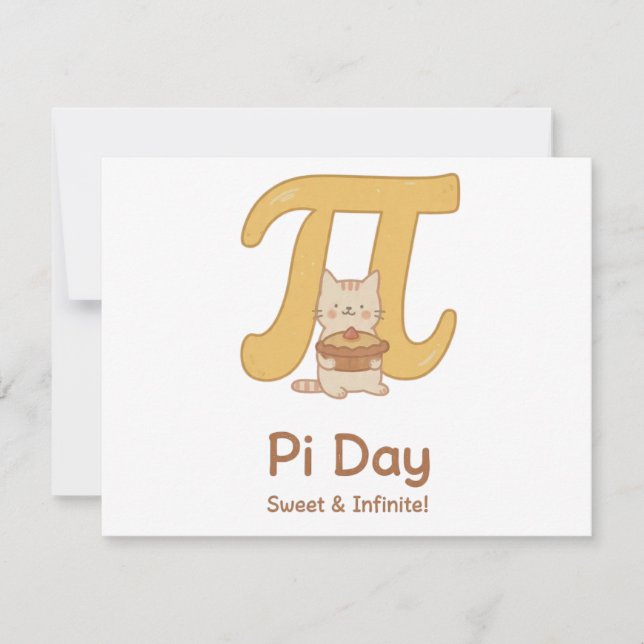 Pi Day Cute Cat Postcard – Sweet & Infinite | Math Tack Kort (Framsida)