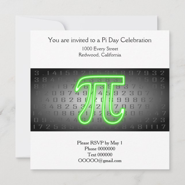 Pi Day-delinbjudan Inbjudningar (Baksida)