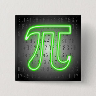 Pi Day Grönt Neon Knapp
