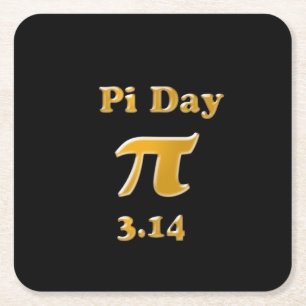 Pi Day Guld på Black Underlägg Papper Kvadrat