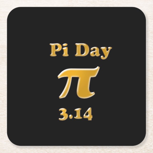 Pi Day Guld på Black Underlägg Papper Kvadrat (Framsidan)