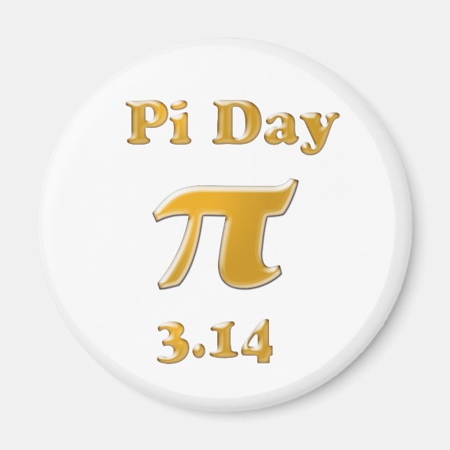 Pi Day Guld på White Magnet (Framsidan)