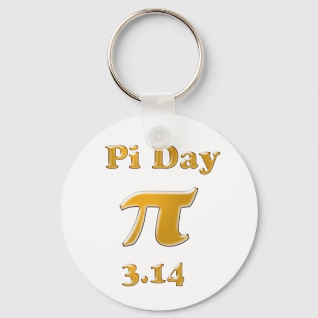 Pi Day Guld på White Nyckelring (Framsida)
