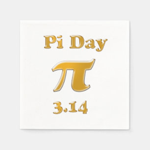 Pi Day Guld på White Pappersservett