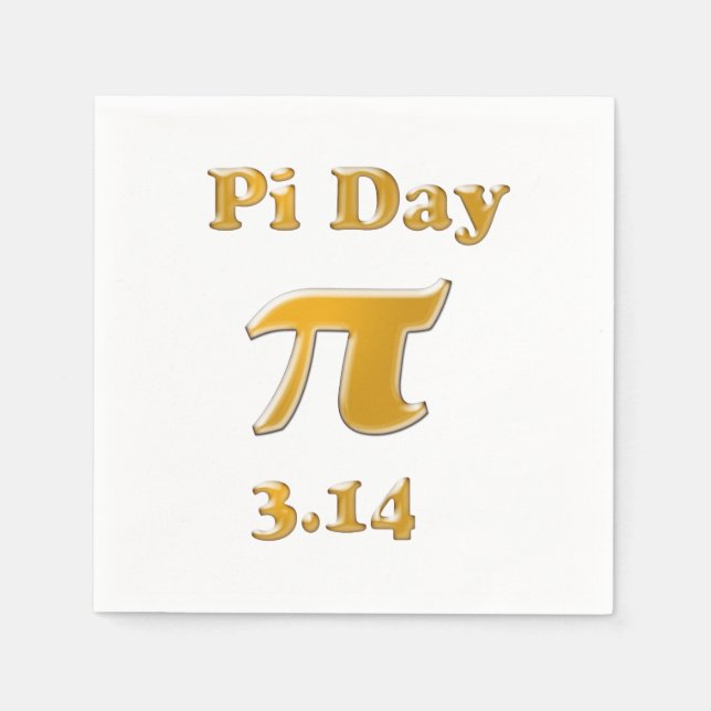 Pi Day Guld på White Pappersservett (Framsidan)