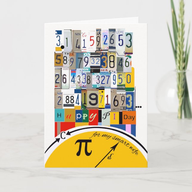 Pi Day Hälsning för fruar, krympande nummer Kort (Framsida)
