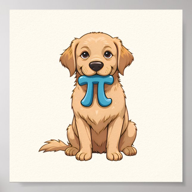 Pi Day-Hund med Pi-symbol | Lycklig Pi Day Poster (Framsidan)